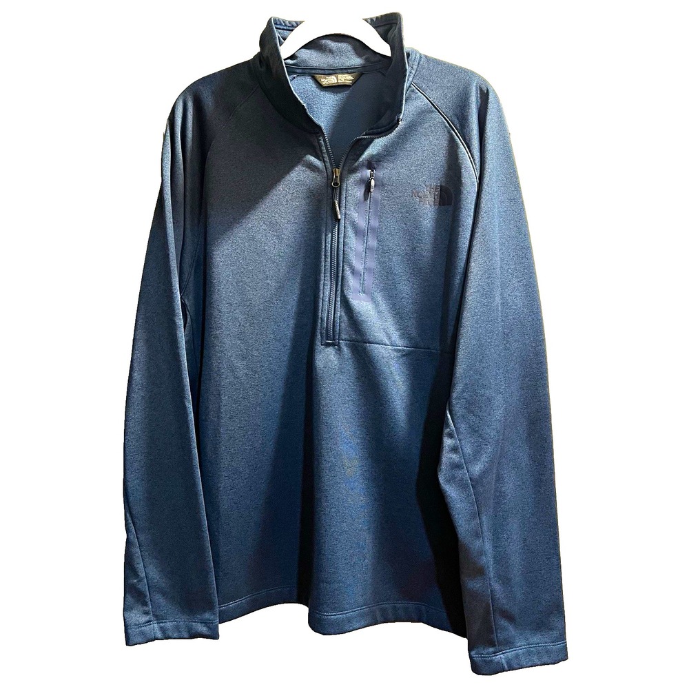 The North Face Mens XL Blue 1/4 Zip Fleece Pullover Long Sleeve Chest Pocket